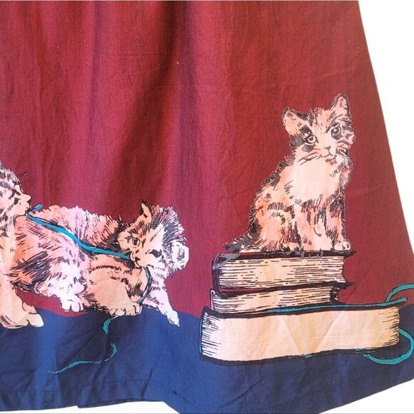 Modcloth Women's Maroon Cat Print Skirt Size M - Picture 4 of 6